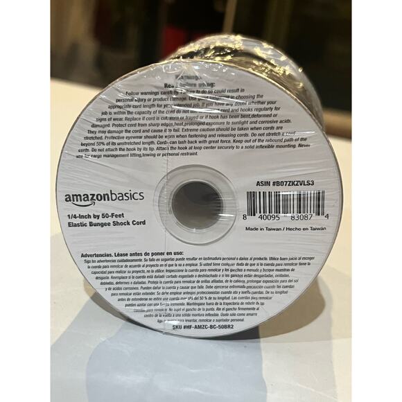 Amazon Basics 1/4-Inch by 50-Feet Elastic Bungee Shock Cord Black - Picture 3 of 4